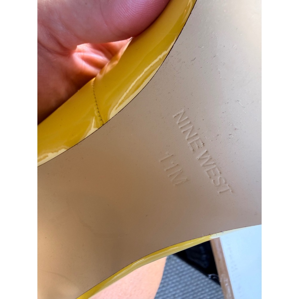 Nine West Shimmer Yellow Patent Heels 11M Pointed Toe 4" Stilettos - Picture 9 of 9